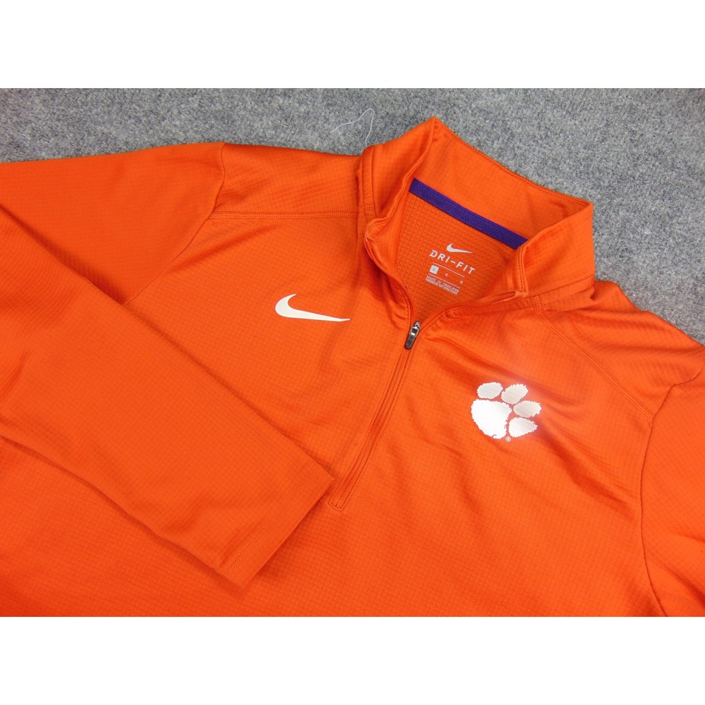 Clemson Tigers Pullover Mens Large 1/4‎ Zip Orange Textured Nike Gameday Gear